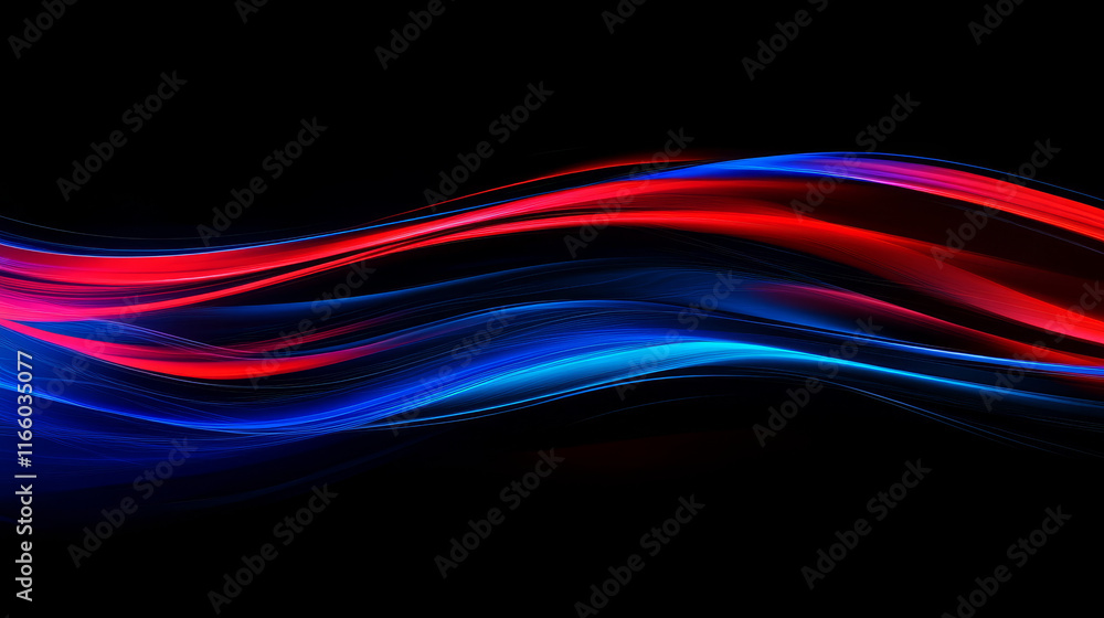 Poster long exposure or speed motion effect vector set. red and blue abstract glow flash light fast line. n