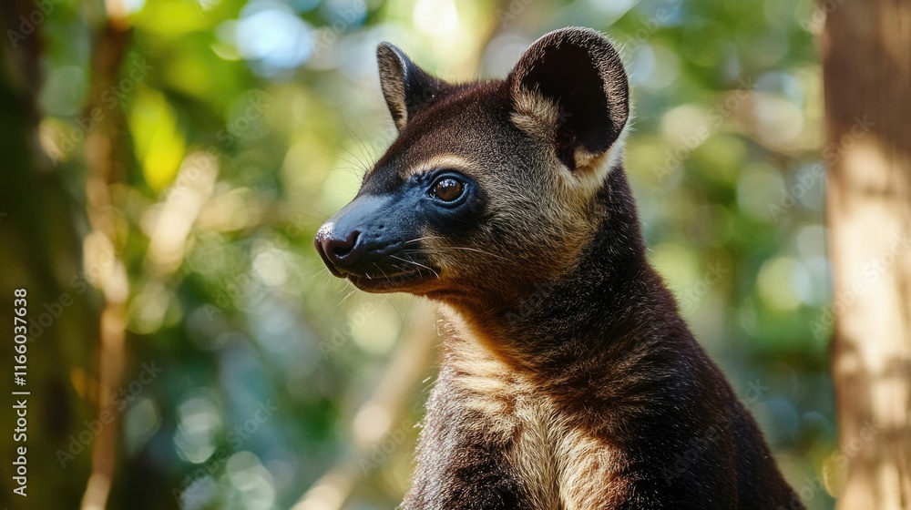 Poster a close-up view of a small animal in its natural habitat, suitable for use as a design element or il
