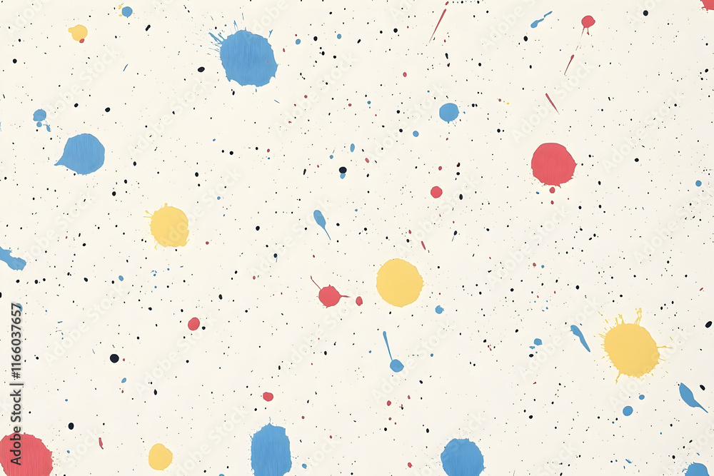 Poster Abstract background with colorful paint splatters; vibrant, playful design ideal for various projects.