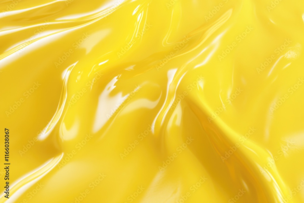 Poster a close-up shot of a bright yellow liquid with a smooth surface, suitable for use in science or chem