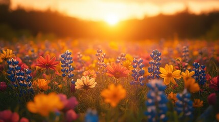 Vibrant plein air painting session in a blooming garden with bright hues