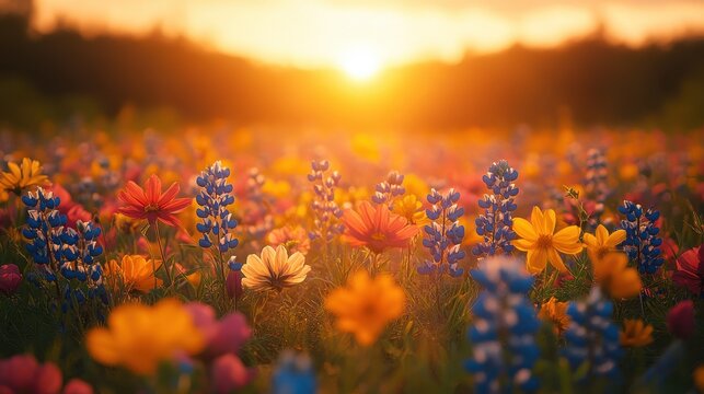 Vibrant plein air painting session in a blooming garden with bright hues