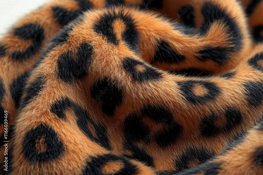 Poster close-up view of leopard print fabric with distinct yellow and black spots, ideal for fashion design