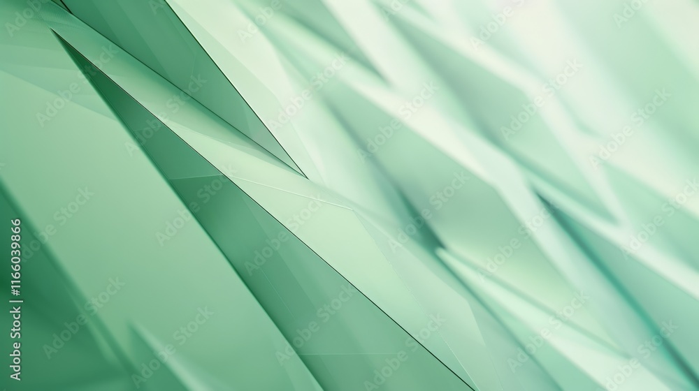 Poster Green geometric shapes create a dynamic and visually appealing wallpaper design, ideal for modern and contemporary spaces
