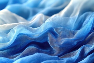 A detailed view of a blue and white cloth, suitable for use in textiles, fashion or interior design contexts