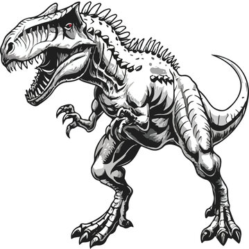 black and white t-rex roaring clip art preview