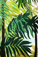 A solitary palm tree with lush green leaves in a natural setting