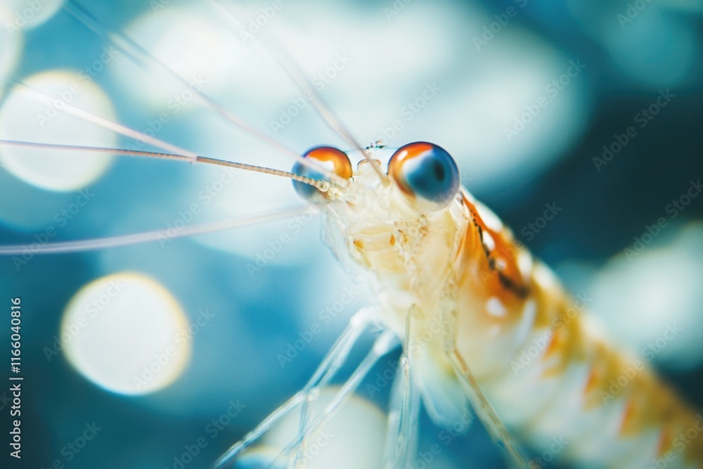 Poster a close-up shot of a shrimp's head showing its features