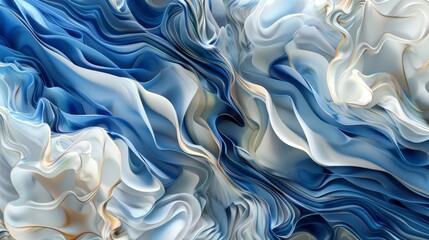 Obraz premium Smooth elegant blue and white waves creating an abstract wallpaper, perfect for modern and stylish interiors