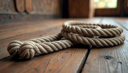 Obraz premium Jump Rope on Aged Wood Floor