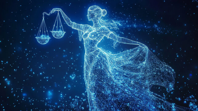 Libra sign low poly wireframe poster template