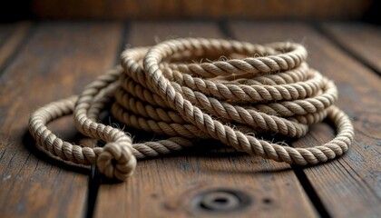 Obraz premium Close-Up Photorealistic Jump Rope on Wooden Floor