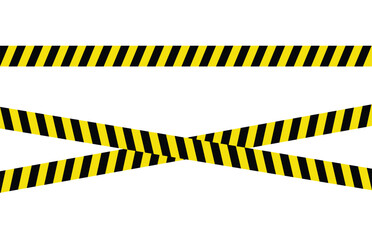 Yellow and black stripes tape for construction area, crime scene or danger zone. Police warning tape ribbon or under construction sign