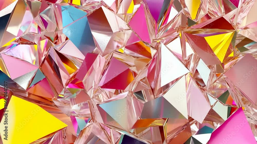 Poster colorful crystal formations create a vibrant display of light and texture in a shimmering arrangemen