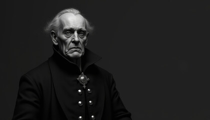Fototapeta premium Elderly Man in Black Victorian Outfit with Glasses