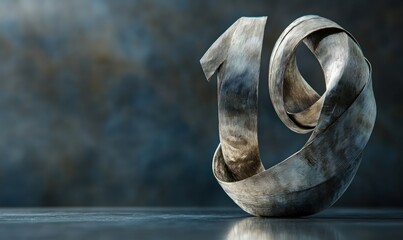 Striped metal ribbon forms number nineteen.