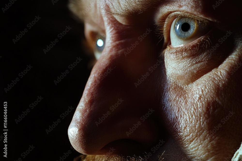 Aufkleber a close-up photo of a person with a distinctive mustache, great for use in comedy or character desig