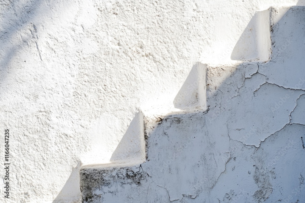 Poster a close-up shot of a white wall with some stairs, ideal for use in interior design or architecture p