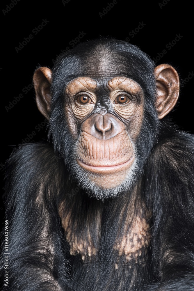Poster a close-up shot of a monkey against a dark background