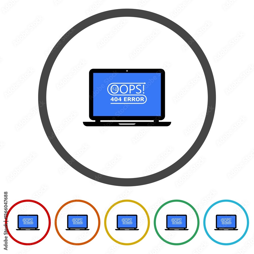 Poster computer it problem icon. set icons in color circle buttons
