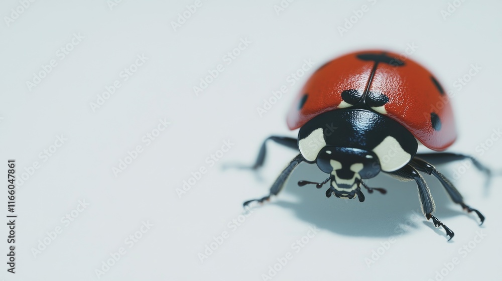 Aufkleber a close-up view of a ladybug on a white surface, suitable for use in illustrations or graphics