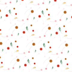 Pattern con piccoli fiori e foglie