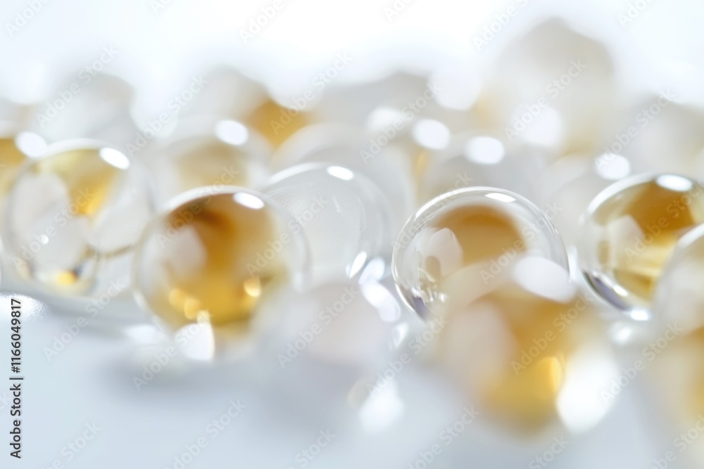 Poster A cluster of transparent spheres with intricate details and reflections