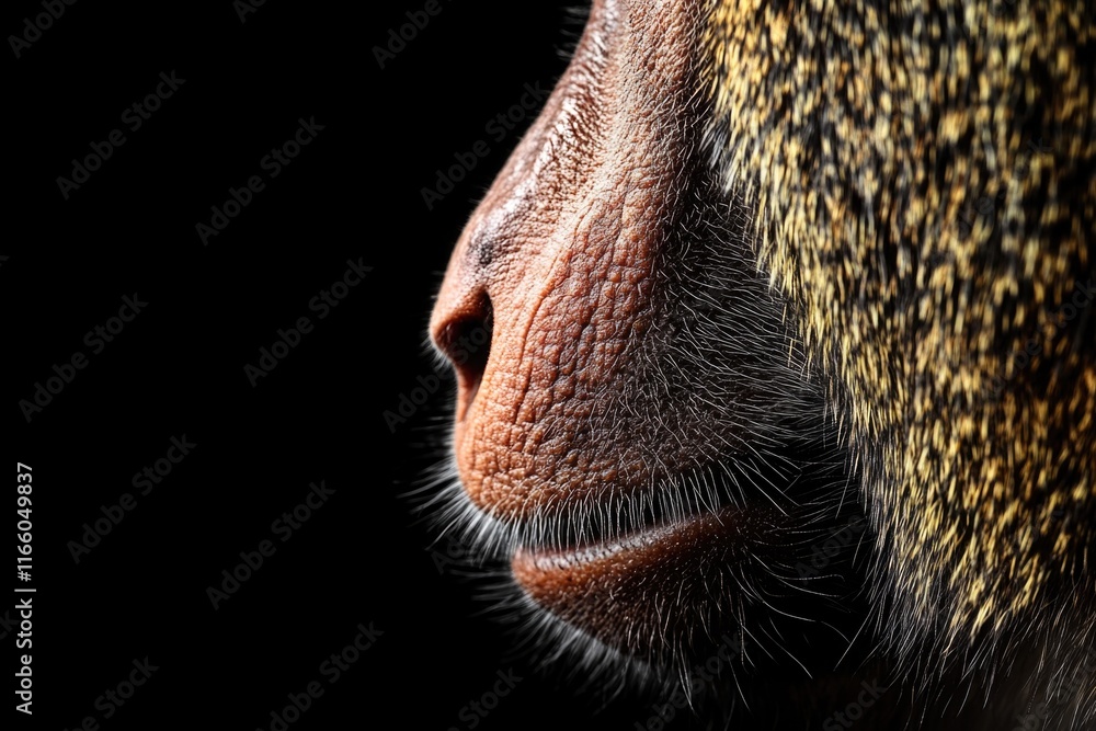 Poster close-up shot of a monkey's face on a black background