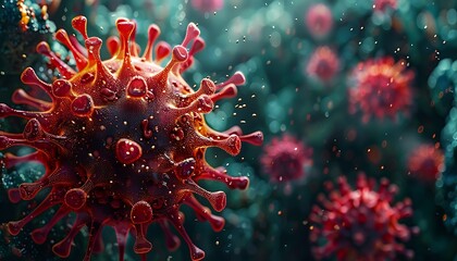 A detailed cross-section of a digital virus, showing its intricate structure and mechanisms for data corruption, providing insight into how cyber threats operate