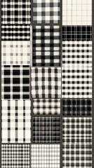 Fototapeta premium Collection of black and white plaid patterns.
