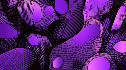 A cluster of purple and black dots against a dark backdrop