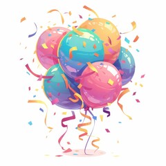Colorful balloons with confetti, symbolizing celebration and joy.