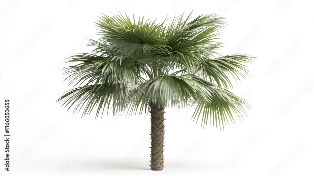 Poster single palm tree on a simple white background