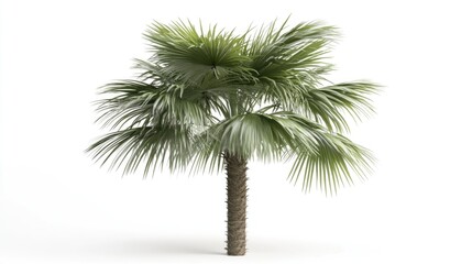 Single palm tree on a simple white background