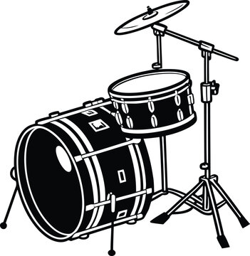 Drum-Kit silhouette vector, Drum set vector illustration, Drum-Kit line art vector design