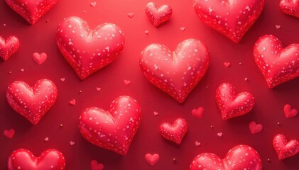 Red hearts seamless pattern, Valentine's Day background, sweet, print