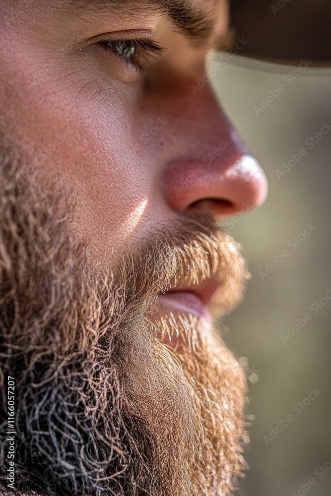 Poster a close-up shot of a man with a beard, great for portraits or editorial use