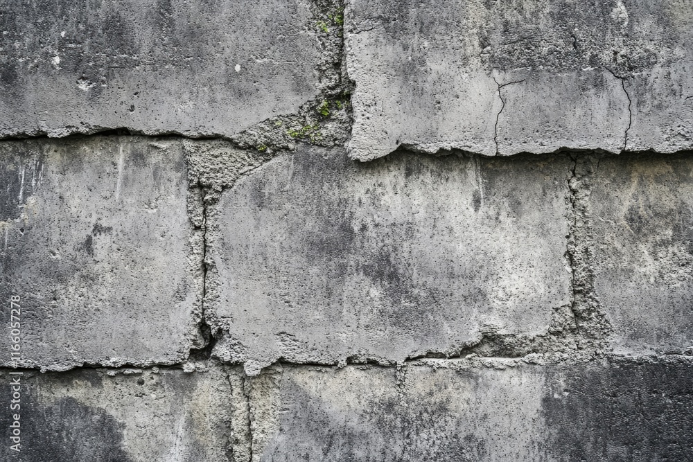 Poster A close-up view of a concrete wall with visible cracks, suitable for use in scenes depicting urban decay or distressed environments
