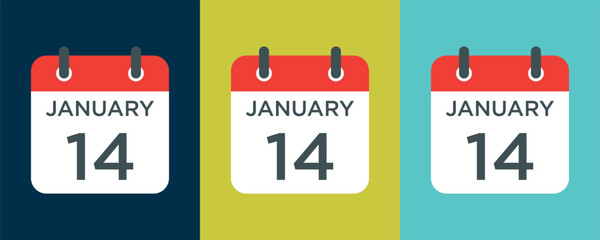 calendar - January 14 icon illustration isolated vector sign symbol