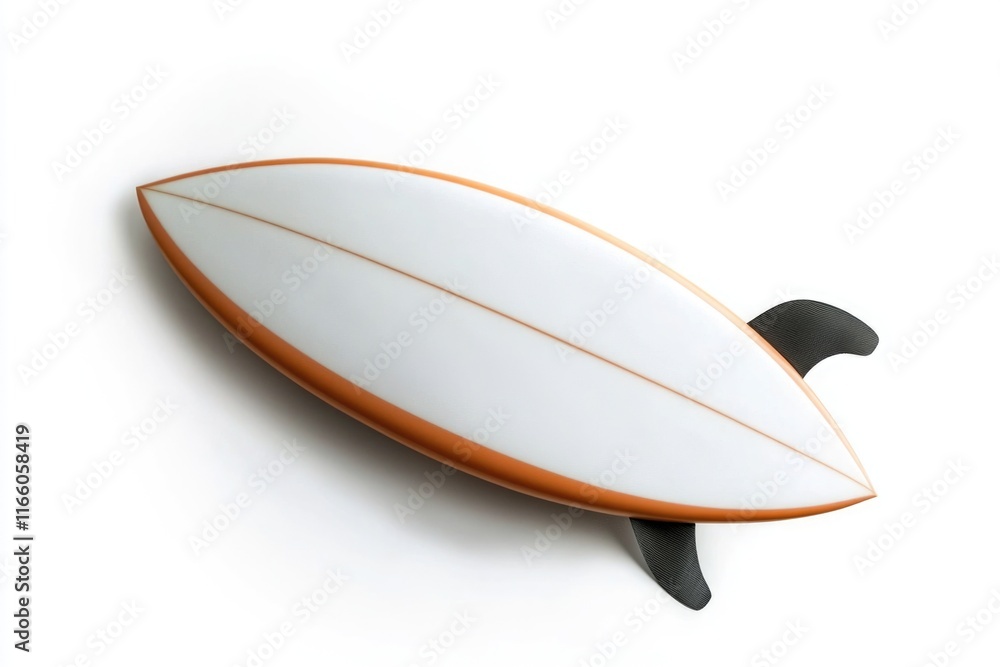 Poster a surfboard mounted on the wall with an orange and white color scheme