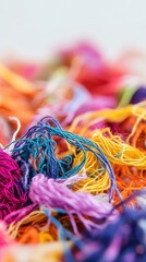 Colorful threads tangled together.