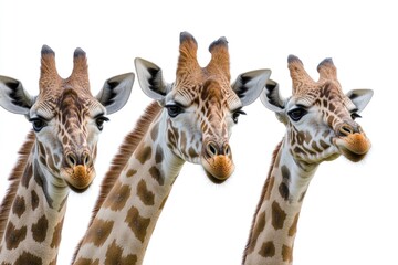 Obraz premium Group of giraffes in a row, showcasing their unique features and social interaction