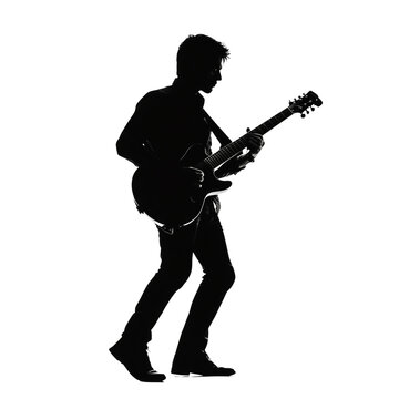 recommend clip art: A silhouette of a musician playing the guitar isolated on a transparent background