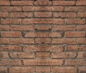 Old brick wall. Wide angle Vintage Red brick wall Background. rustic background with a red brick wall texture. Original