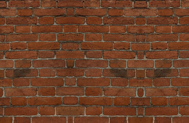Wide angle Vintage Red brick wall Background. Original