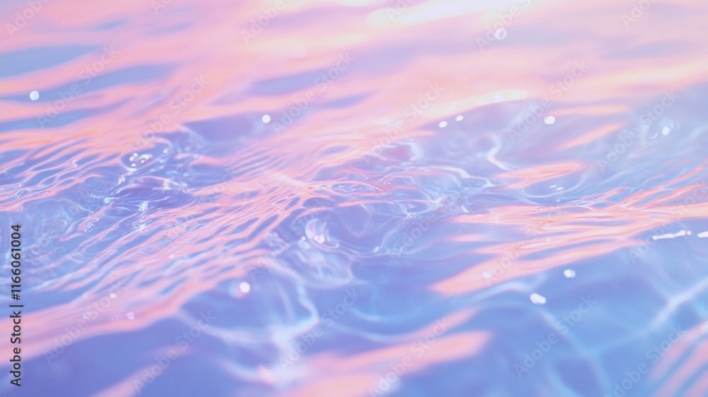 Poster a close-up shot of water with a pink and blue background, ideal for use in designs and graphics