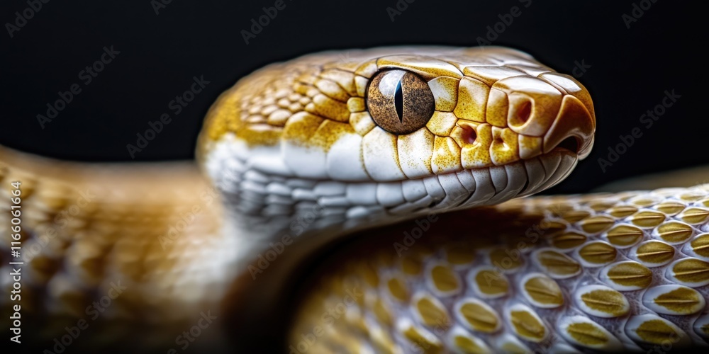 Poster close-up of a snake against a dark background