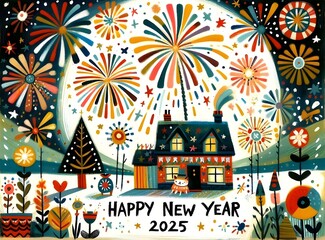 Fototapeta premium Celebración de Año Nuevo 2025