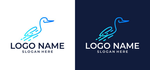 Abstract Modern Creative Minimalist Style Vector Technology Bird Logo Illustration.