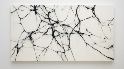 Obraz premium Abstract artwork featuring black lines on a white background, suggesting complexity and connection.
